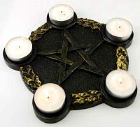 CHV552: Pentagram Candle Holder Altar Plate