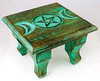 RAT646S: Antiqued Triple Moon Altar Table 6 inch