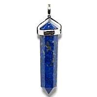Lapis Crystal Point Pendant Sterling Silver 1.5 inch