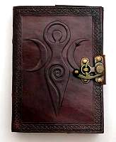 Maiden Mother Moon leather blank book with latch