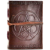 Pentagram leather blank journal with cord 3.5 x 5